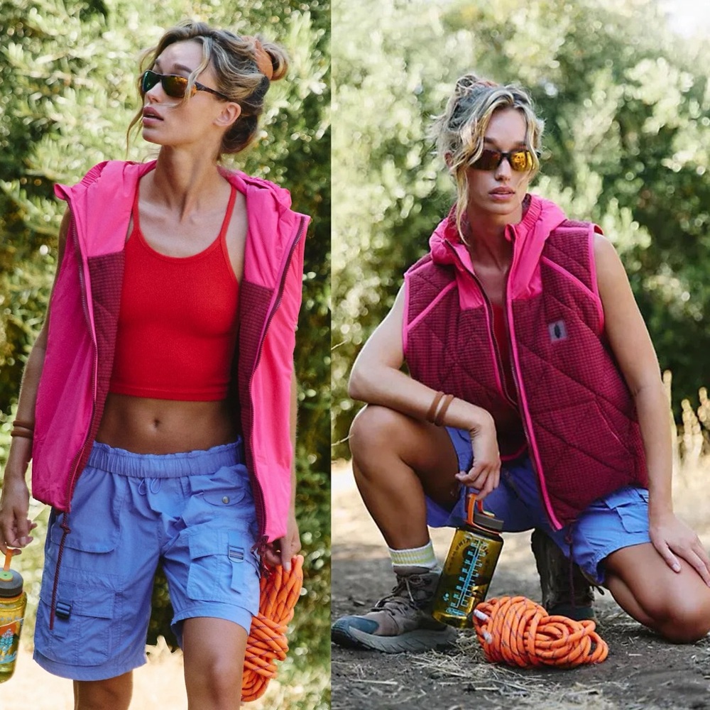 Free People Pink Quilted Vest